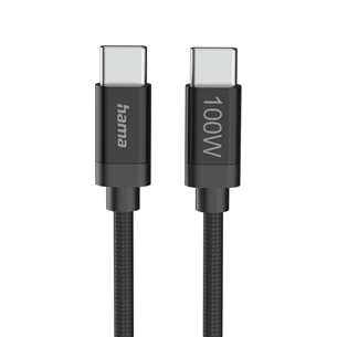 Hama Fabric Charging Cable, USB-C - USB-C, нейлон, 1,5 м, черный - Кабель 00201740