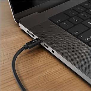 Hama Fabric Charging Cable, USB-C - USB-C, нейлон, 1,5 м, черный - Кабель