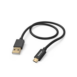 Hama Fabric Charging Cable, USB-A - Micro-USB, 1,5 м, нейлон, черный - Кабель 00201543