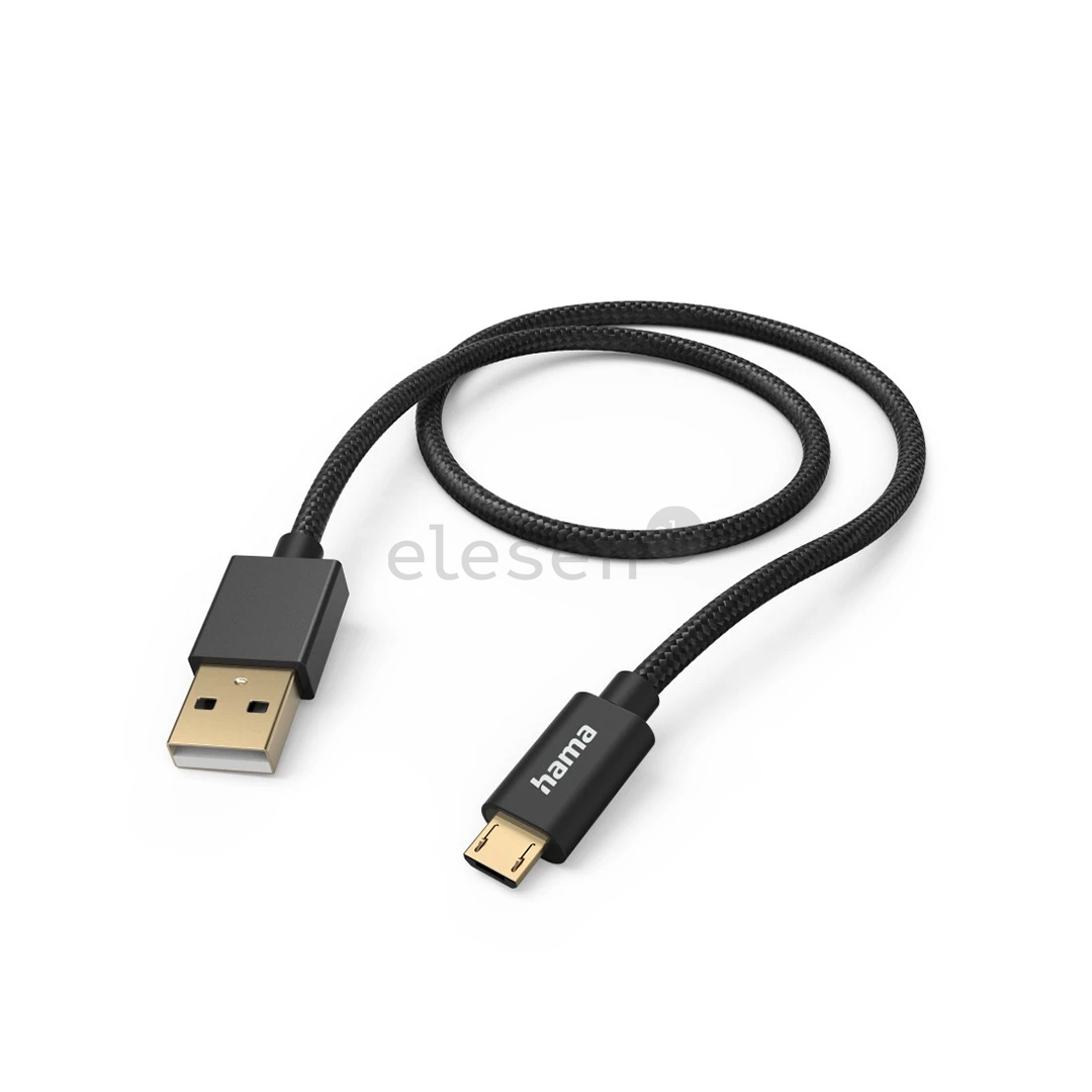 Hama Fabric Charging Cable, USB-A - Micro-USB, 1,5 м, нейлон, черный - Кабель