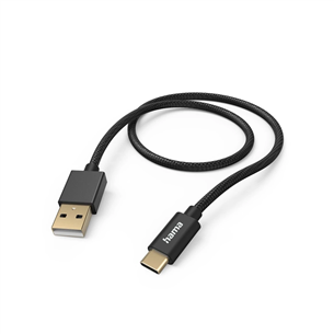 Hama Fabric Charging Cable, USB-A - USB-C, 1,5 м, нейлон, черный - Кабель 00201545