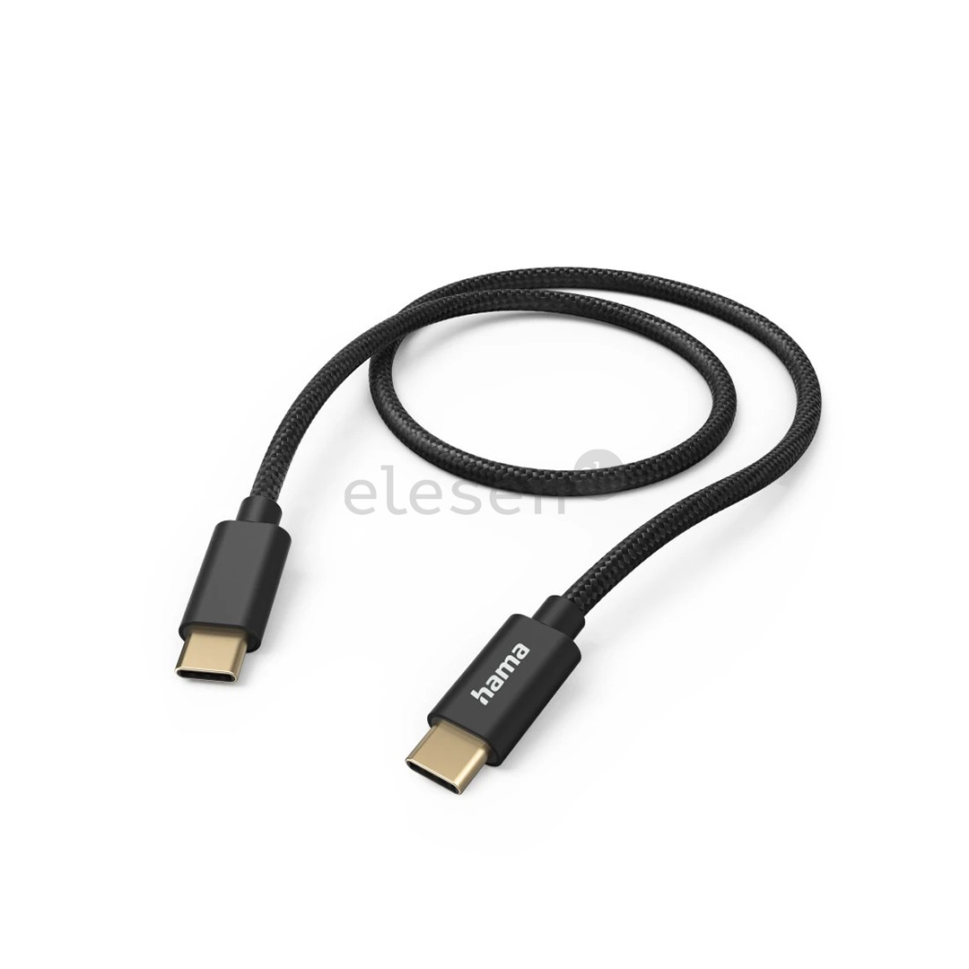 Hama Fabric Charging Cable, USB-C - USB-C, 1,5 m, nylon, black - Cable