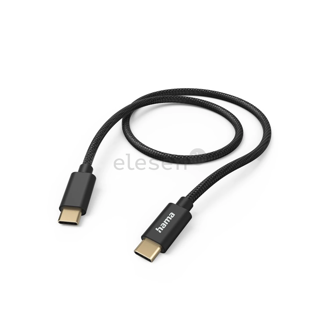 Hama Fabric Charging Cable, USB-C - USB-C, 1,5 м, нейлон, черный - Кабель