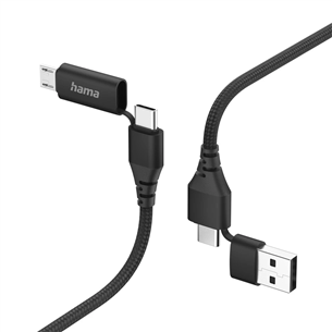 Hama 4-in-1 USB-C/USB-A - USB-C/Micro-USB, 1,5 м, нейлон, черный - Кабель 00201537