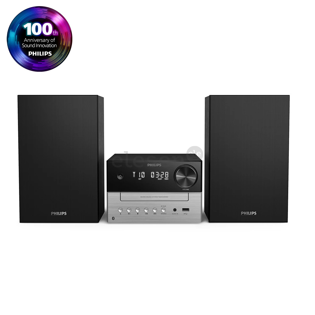 Philips TAM3205, 2.0, juodas/sidabro spalvos - Muzikinis centras