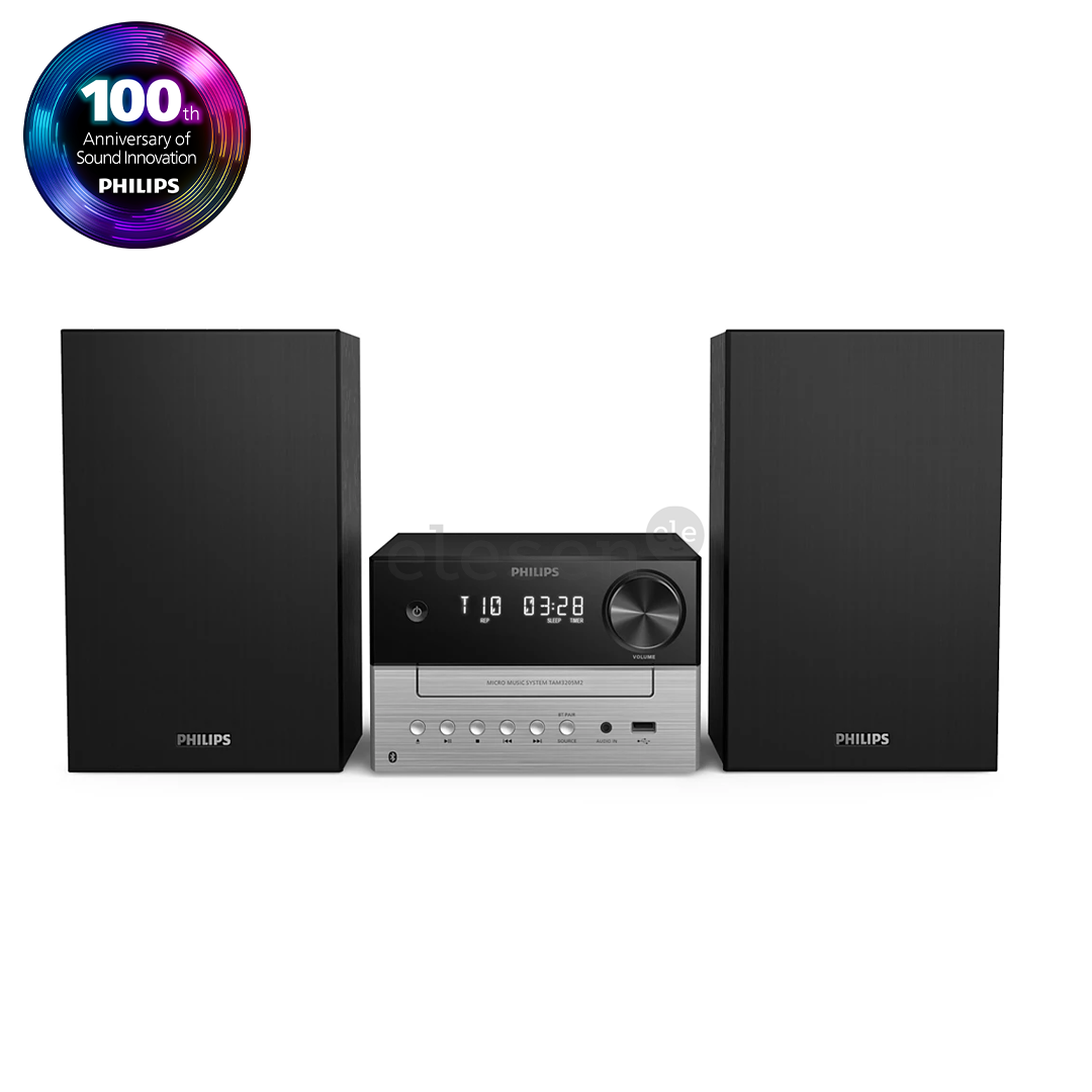 Philips TAM3205, 2.0, juodas/sidabro spalvos - Muzikinis centras
