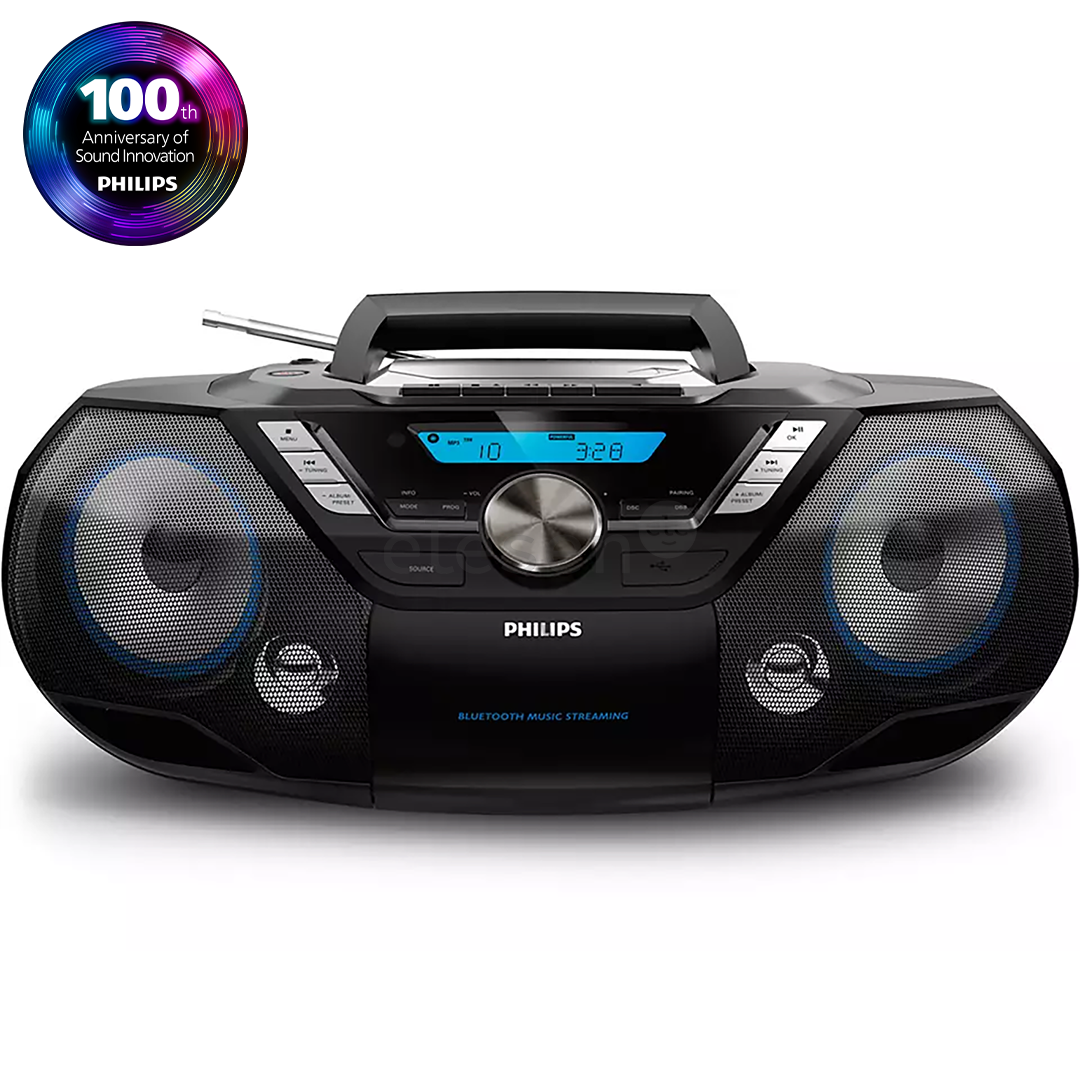 Philips AZB798T, FM, DAB+, Bluetooth, USB, CD, кассеты, черный - Магнитола
