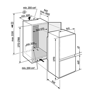 Liebherr Plus BioFresh NoFrost, 244 L, height 177 cm - Built-in refrigerator