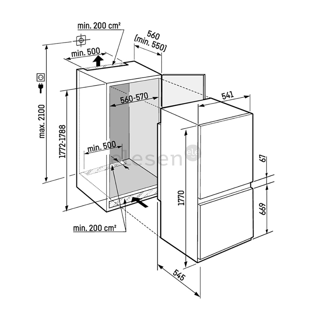 Liebherr Plus BioFresh NoFrost, 244 L, height 177 cm - Built-in refrigerator