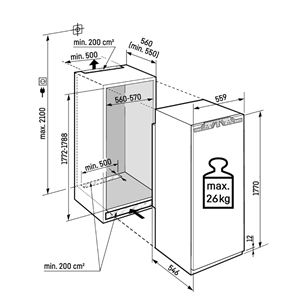 Liebherr Plus BioFresh, 275 L, aukštis 177 cm - Įmontuojamas šaldytuvas