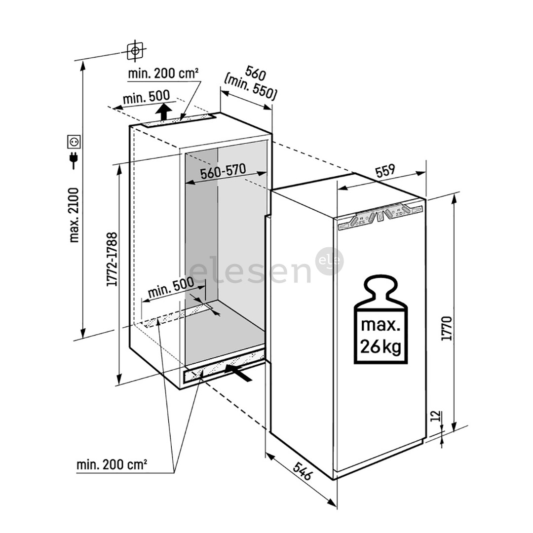 Liebherr Plus BioFresh, 275 L, height 177 cm - Built-in refrigerator