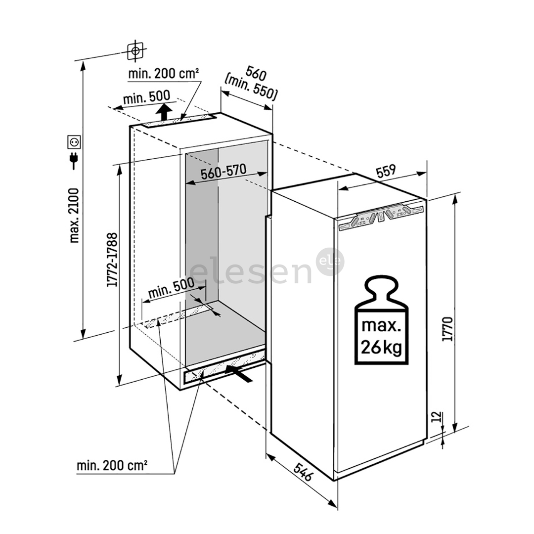 Liebherr Plus BioFresh, 275 L, aukštis 177 cm - Įmontuojamas šaldytuvas