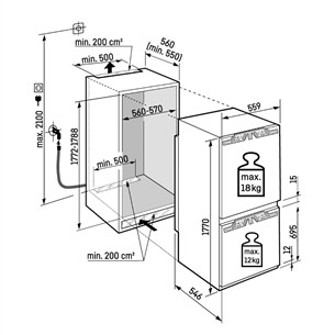 Liebherr Peak NoFrost, 255 L, height 177 cm - Built-in refrigerator