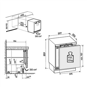 Liebherr pure, SmartFrost, 95 L, height 86 cm - Built-in freezer