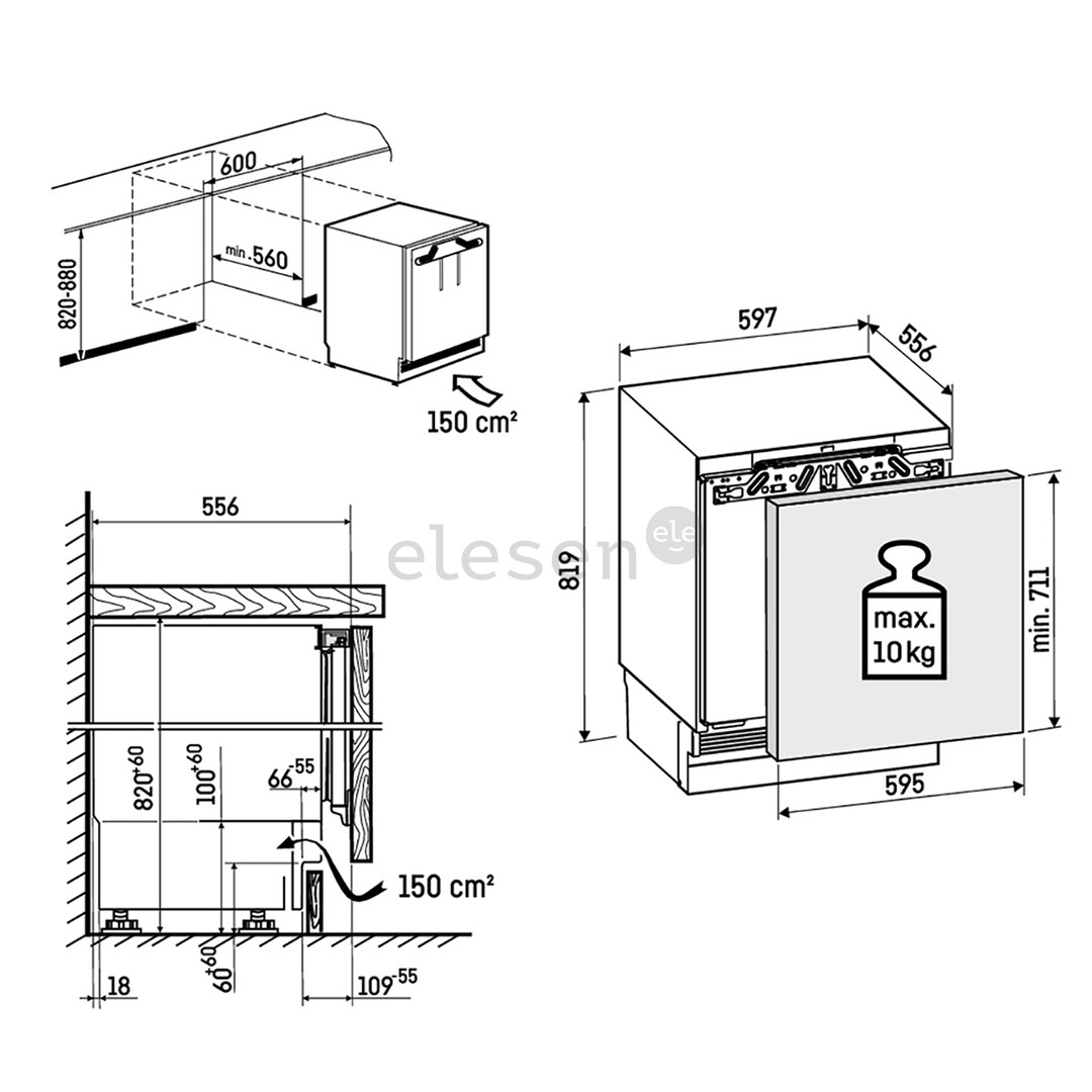 Liebherr pure, SmartFrost, 88 L, height 82 cm - Built-in freezer