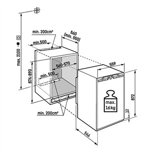 Liebherr pure, SmartFrost, 101 L, height 88 cm - Built-in freezer