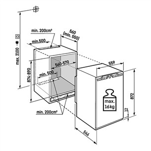 Liebherr plus NoFrost, 87 L, height 88 cm - Built-in freezer
