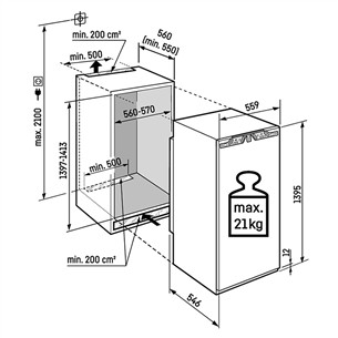 Liebherr prime NoFrost, 156 L, height 140 cm - Built-in freezer