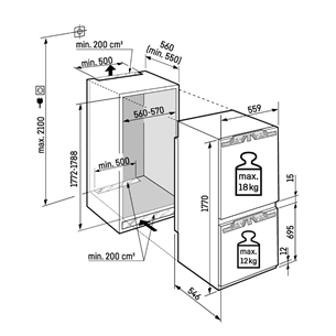 Liebherr Plus BioFresh NoFrost, 244 L, aukštis 177 cm - Įmontuojamas šaldytuvas