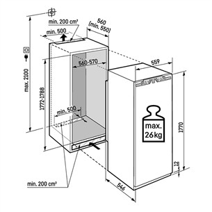 Liebherr pure NoFrost, 213 L, height 177 cm - Built-in freezer