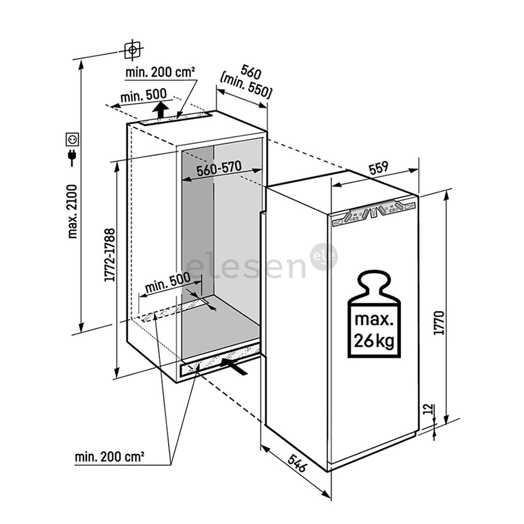 Liebherr peak NoFrost, 213 L, height 177 cm - Built-in freezer