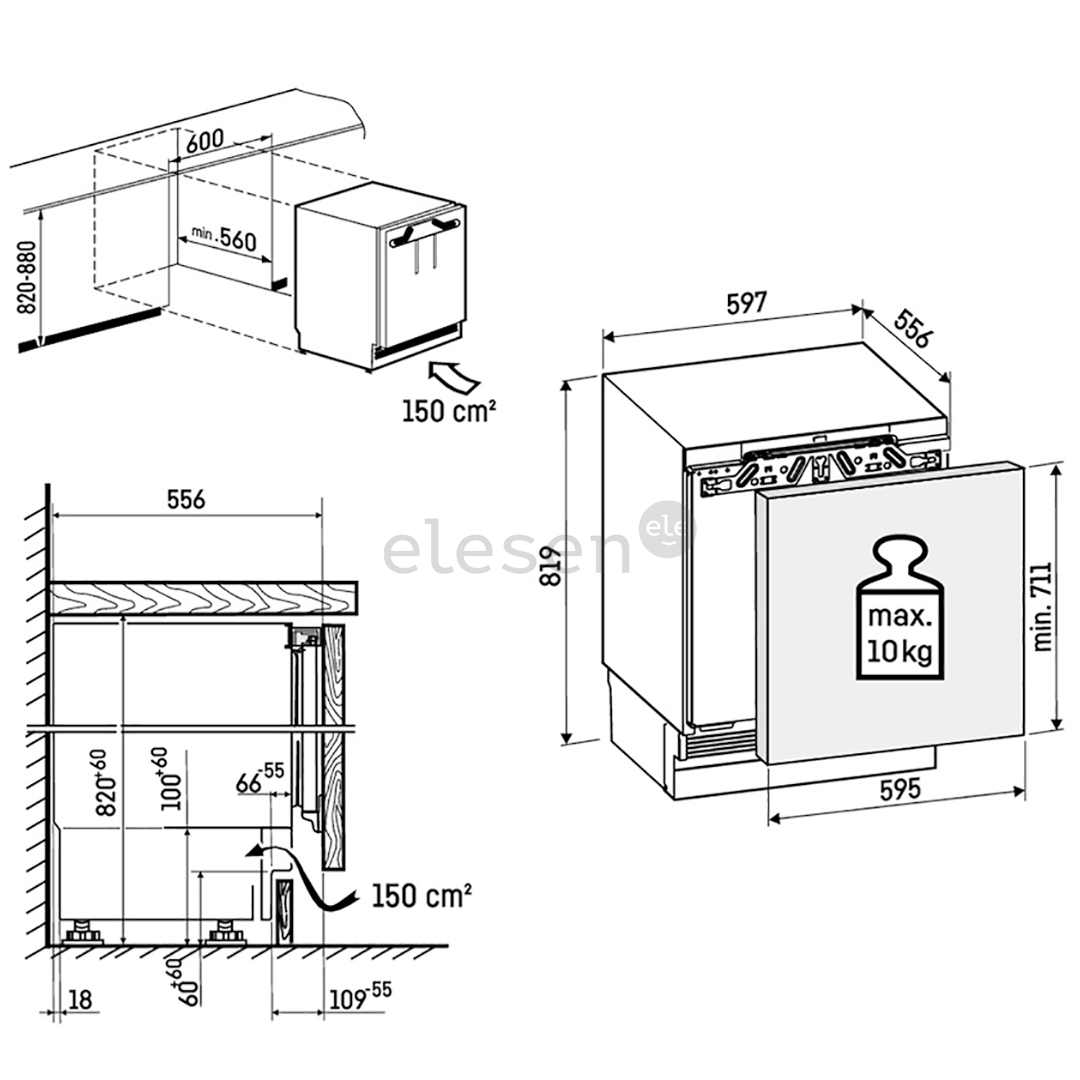Liebherr Pure, 106 L, aukštis 82 cm - Įmontuojamas šaldytuvas