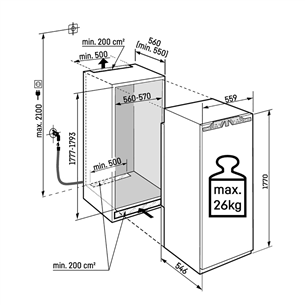 Liebherr Peak NoFrost, 213 L, aukštis 177 cm - Įmontuojamas šaldiklis