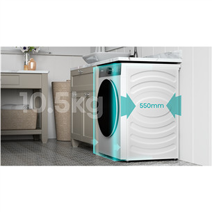 Hisense, 10.5 kg, depth 55 cm, 1400 rpm - Front load washing machine