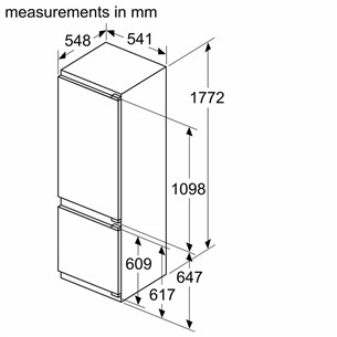 Bosch, Series 4, 270 L, aukštis 178 cm - Įmontuojamas šaldytuvas