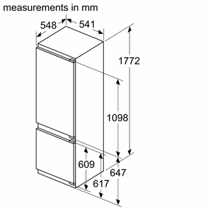 Bosch, Series 4, 270 L, aukštis 178 cm - Įmontuojamas šaldytuvas