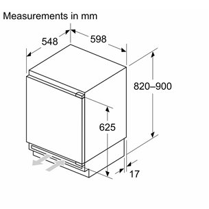Bosch, Series 6, 110 L, aukštis 82 cm - Įmontuojamas šaldytuvas