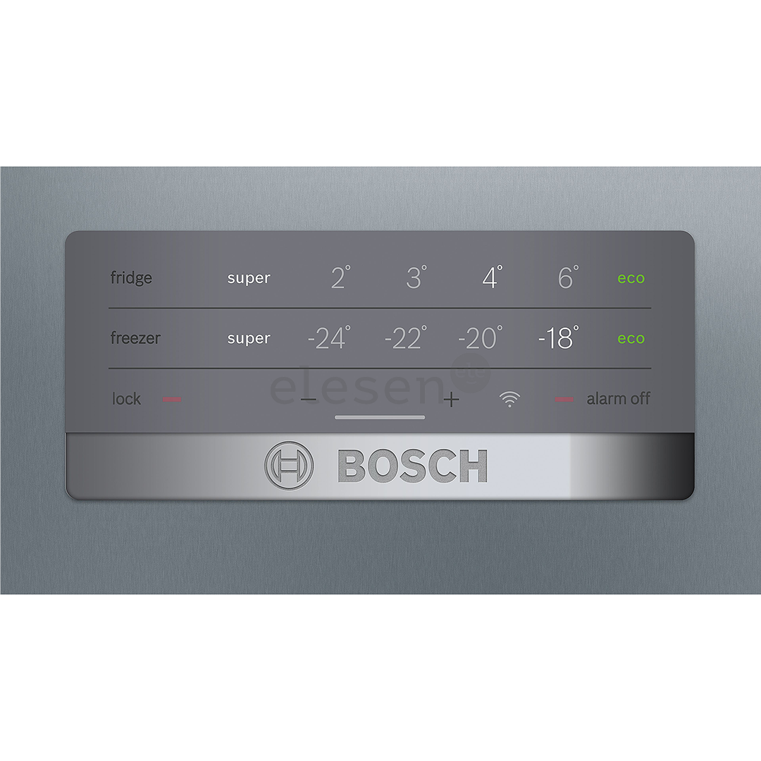 Bosch, Series 4, NoFrost, 279 L, aukštis 203 cm, nerūdijantis plienas - Šaldytuvas