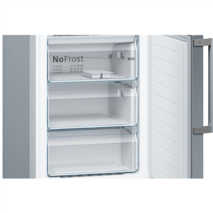 Bosch, Series 4, NoFrost, 279 L, aukštis 203 cm, nerūdijantis plienas - Šaldytuvas