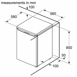Bosch, Series 2, 83 л, высота 85 см, белый - Морозильник