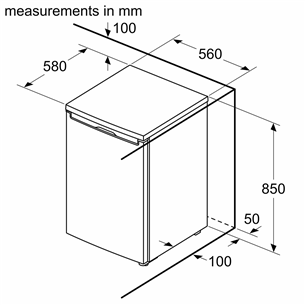 Bosch, Series 2, 83 L, aukštis 85 cm, baltas - Šaldiklis