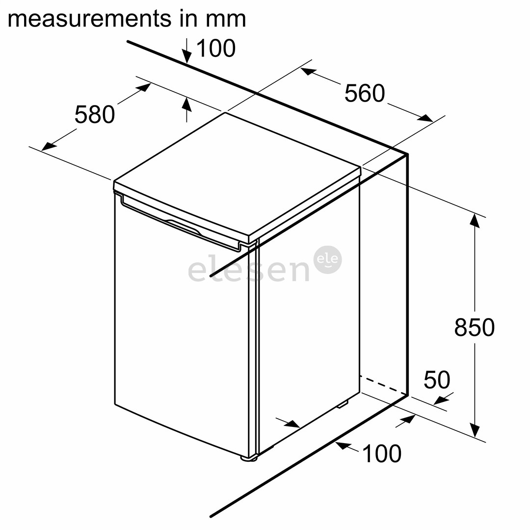 Bosch, Series 2, 83 л, высота 85 см, белый - Морозильник
