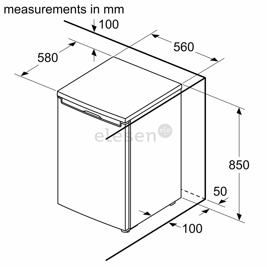 Bosch, Series 2, 83 L, aukštis 85 cm, baltas - Šaldiklis