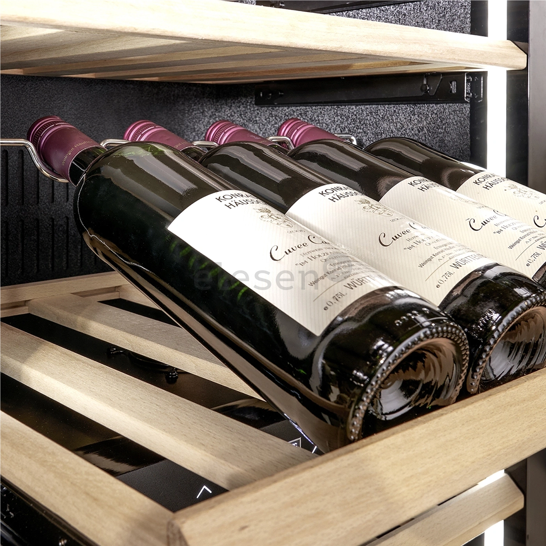 Caso WineDeluxe WD 60, 60 butelių, aukštis 124 cm, juodas - Vyno šaldytuvas