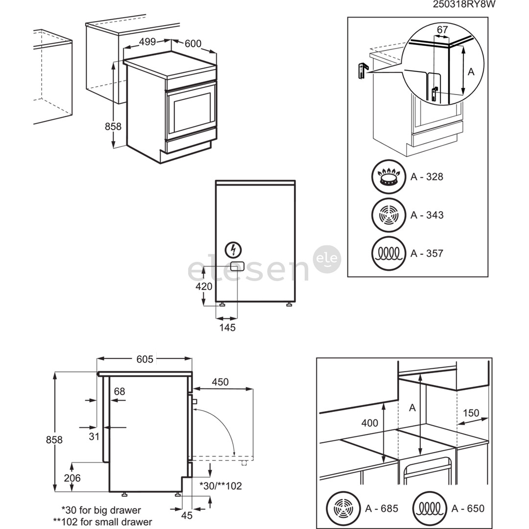 AEG SteamBake, 58 L, width 50 cm, stainelss steel - Ceramic cooker