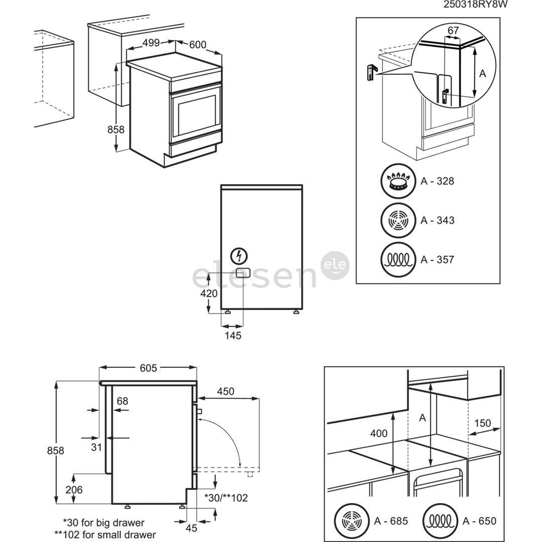 AEG SteamBake, 58 L, width 50 cm, stainelss steel - Ceramic cooker