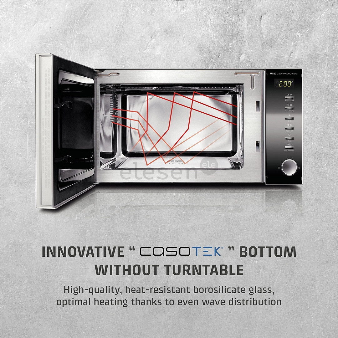 Caso MG 20 Ceramic menu, 800 W, nerūdijančio plieno/juoda - Mikrobangų krosnelė su grilio funkcija
