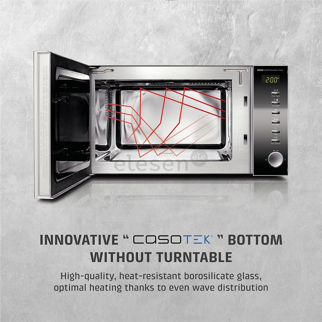 Caso MG 20 Ceramic menu, 800 Вт, нерж. сталь/черный - Микроволновая печь с функцией гриля