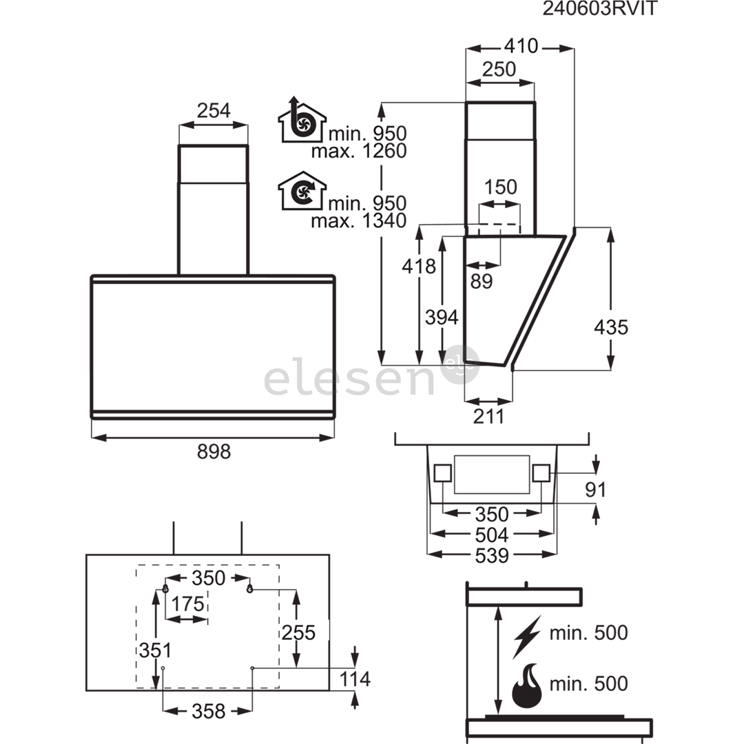 AEG 7000 Series, 760 м³/ч, черный - Вытяжка