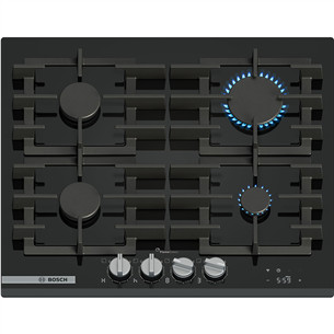 Bosch, Series 8, width 59 cm, black - Built-in gas hob PRP6A6H40