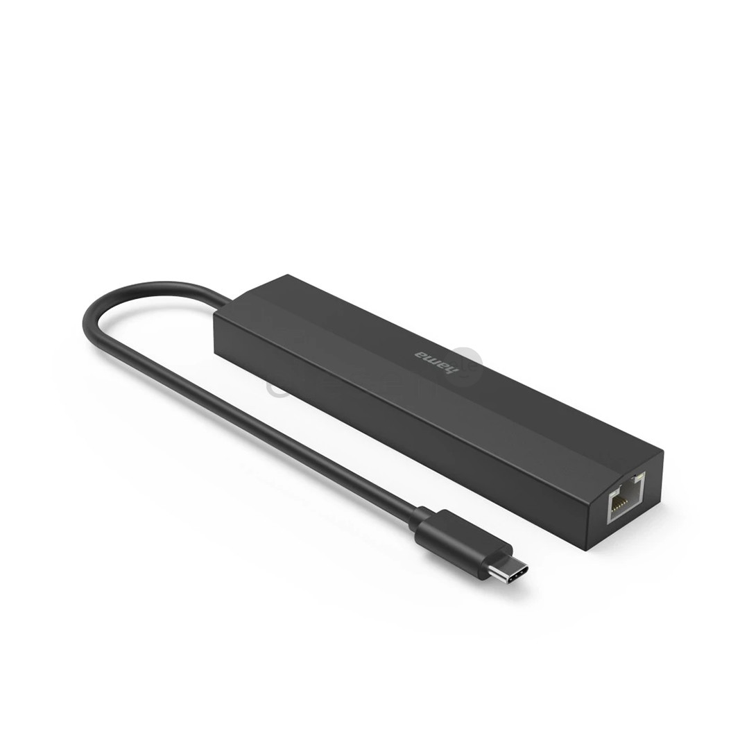 Hama USB-C Hub, 3x USB-A 3.2 Gen 1, USB-C, HDMI, LAN, black - USB hub