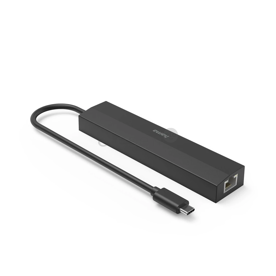 Hama USB-C Hub, 3x USB-A 3.2 Gen 1, USB-C, HDMI, LAN, black - USB hub