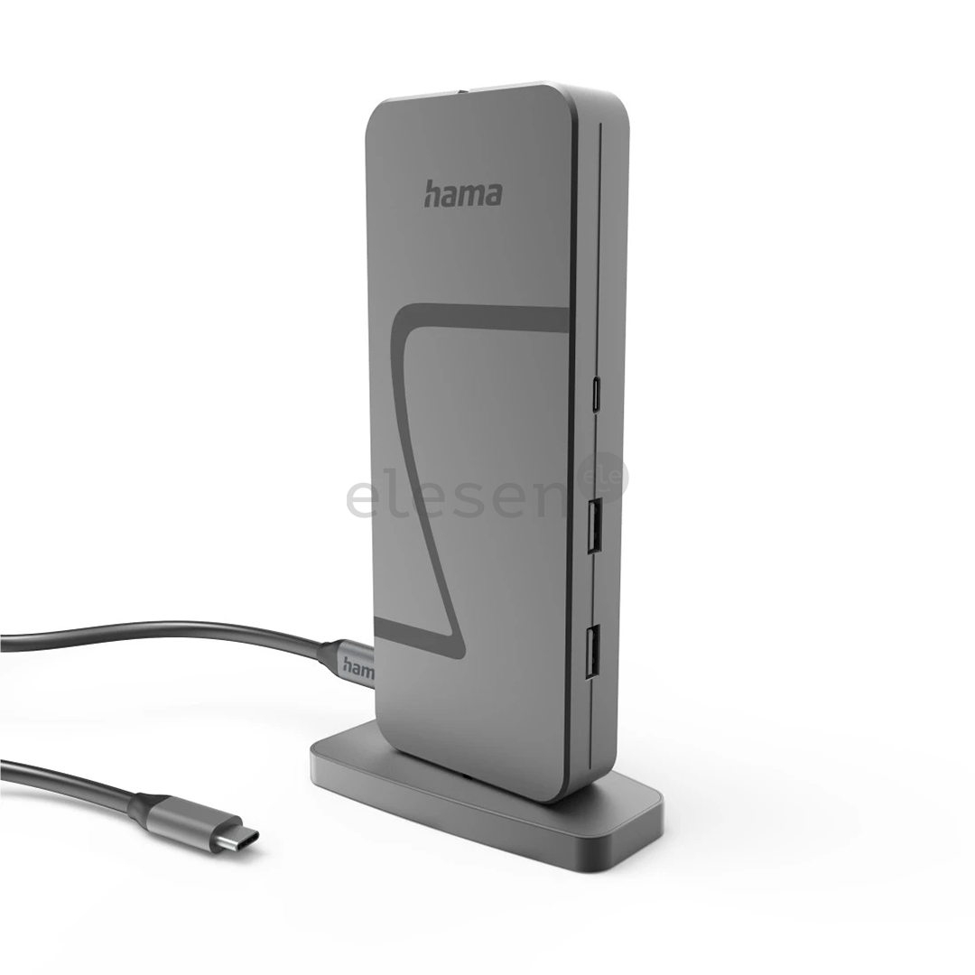 Hama Connect2Office Speed, USB-C, 10 lizdų, USB4, 140 W, pilkas - Nešiojamojo kompiuterio šakotuvas
