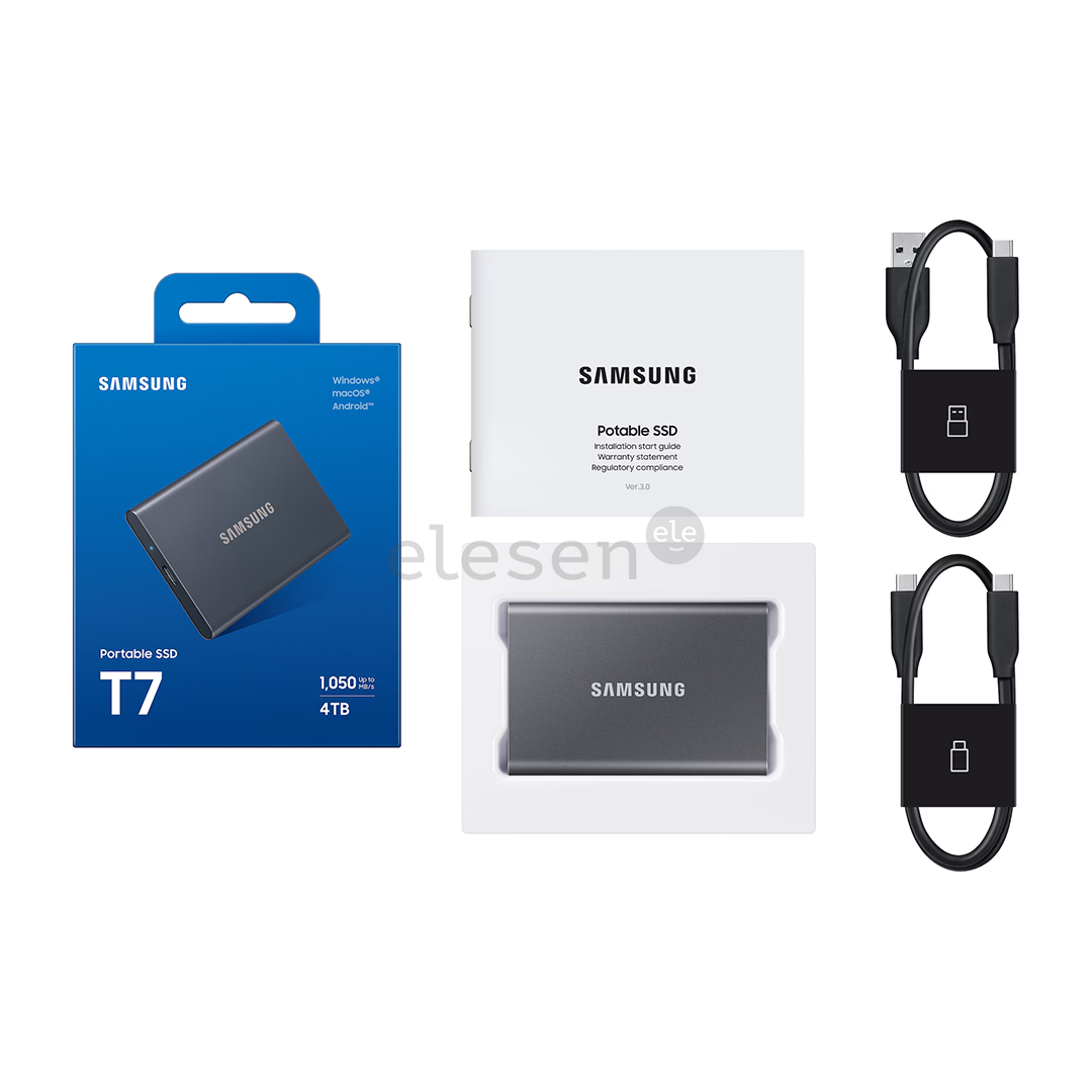 Samsung Portable SSD T7, 4 TB, USB 3.2 Gen 2, gray - External SSD