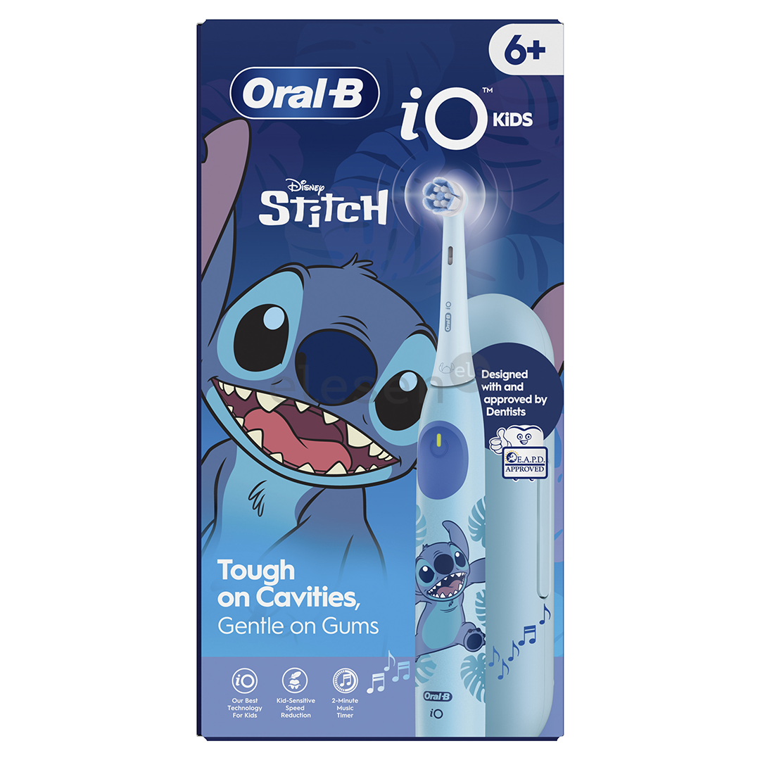 Braun Oral-B iO Kids, Disney, Stitch, mėlynas - Elektrinis dantų šepetėlis + kelioninis dėklas