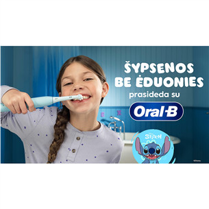 Braun Oral-B iO Kids, Disney, Stitch, mėlynas - Elektrinis dantų šepetėlis + kelioninis dėklas